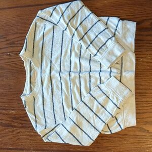 Cat & Jack girls stripes sweater; oatmeal and gray; size XS (4/5)